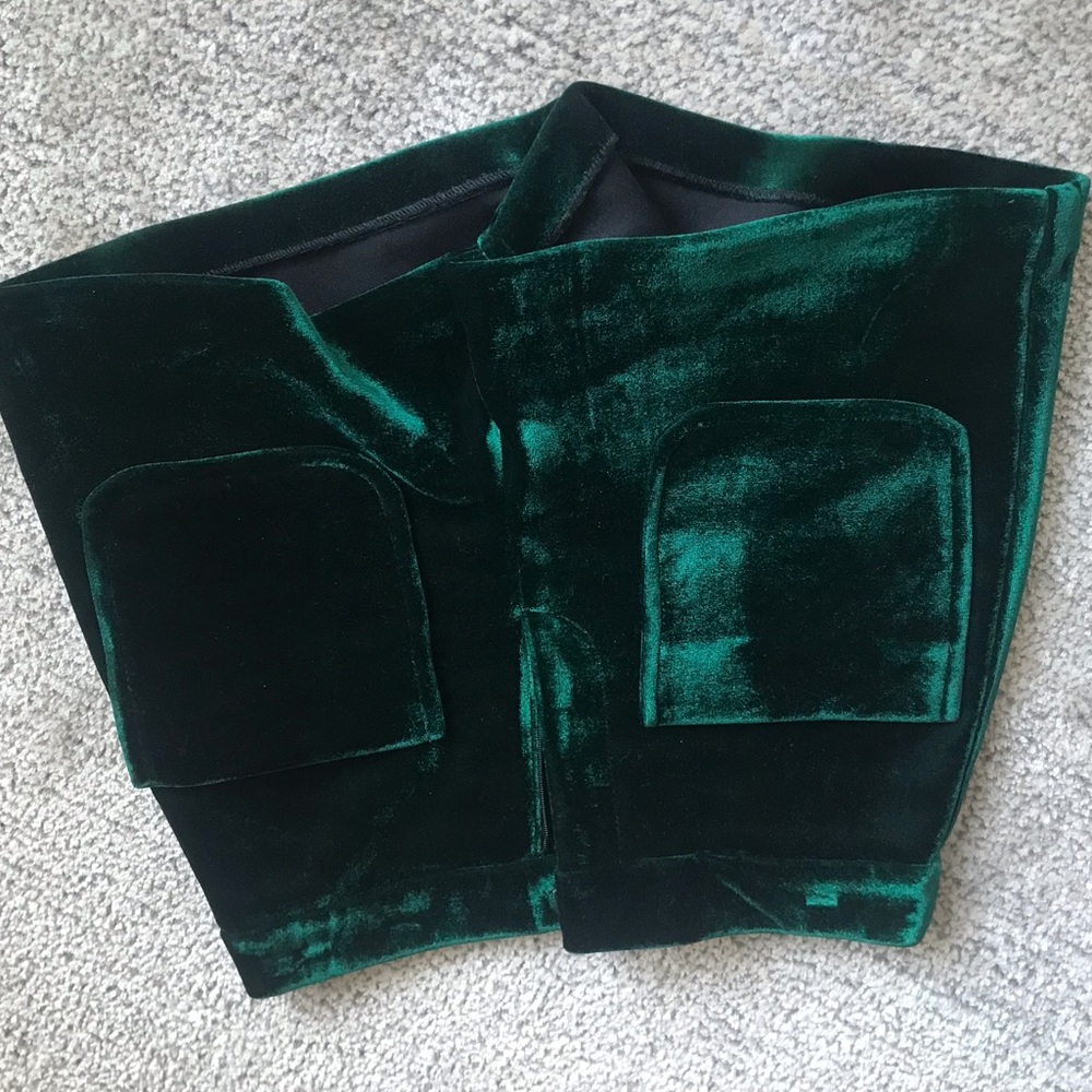 Emerald Green Velvet Shorts